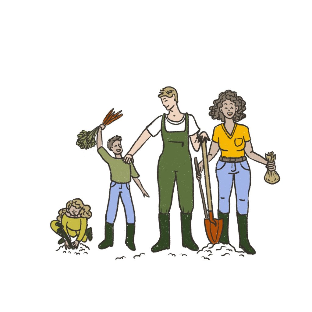 Illustration du concept "Agriculteurs heureux"